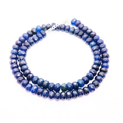 Blue Jade Necklace 8mm Rondelle Beads Genuine Blue Gemstone Choker Dainty Minima