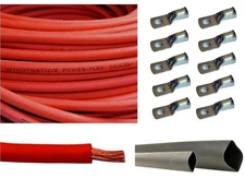 WNI 1/0 AWG Battery Cable 20ft Red + 10 Terminals + 3ft Heat Shrink