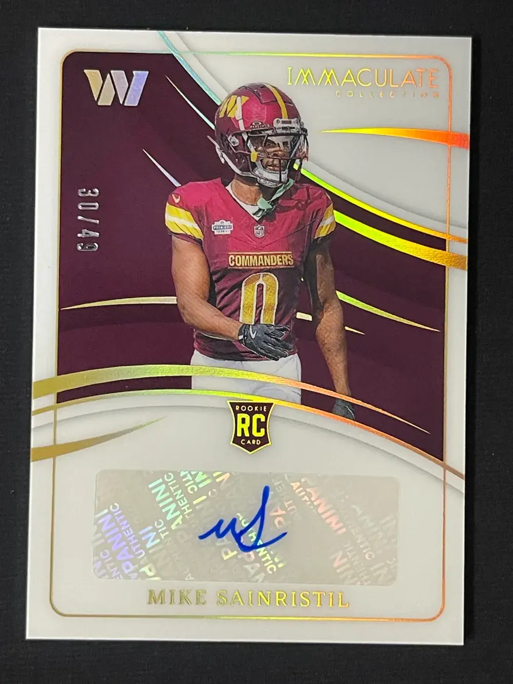 Mike Sainristil Panini Immaculate Collection Rookie Autographs #RAMSL Base