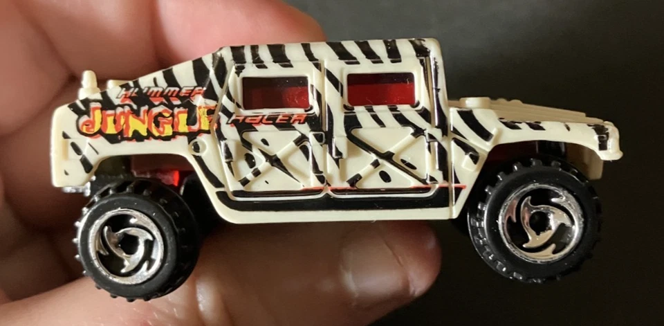 White Zebra Jungle Hummer H1 - 1998 Hot Wheels Blue Card #858 1:64 Diecast - NM - Image 4 of 4