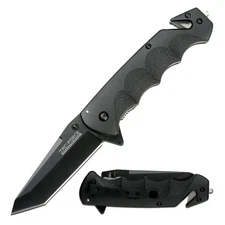 TAC FORCE Assisted Black Tanto Tactical Pocket Knife Ergo Grip Rescue Cutter