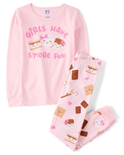 NWT PJ Place Girls 2-Piece S mores Pajama Set Size 5 Long Sleeve Joggers