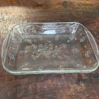 Vintage Anchor Hocking Savannah Baking Casserole Glass Dish Floral (D)