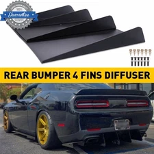 Universal Rear Bumper Lip Splitter Diffuser Shark Fin Spoiler Trim Cover Black