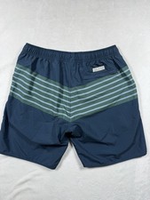 Fair Harbor Swim Trunks Shorts Mens L Blue Striped Lined Drawstring