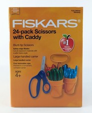 Fiskars Premium 5" Blunt Kids Scissors Classpack w Caddy 24-Count Safer Blade