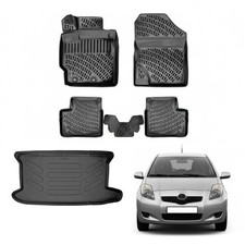 Fußmatten & Laderaumwanne Komplettset für Toyota Yaris 2005-2013, Allwetter