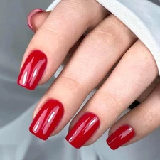 LoveOurHome 240pc Square Press on Nails Short Fake Red Glue Nail 