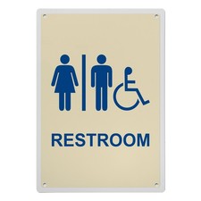 Restroom Sign, 8.5 x 11 in" OSHA Compliant ADA Unisex Family Assisted Sign