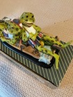 Fishing Frogs Figurine Resin Frog Couple Fishing Boat Whimisical Decor Wood Base — photo 2