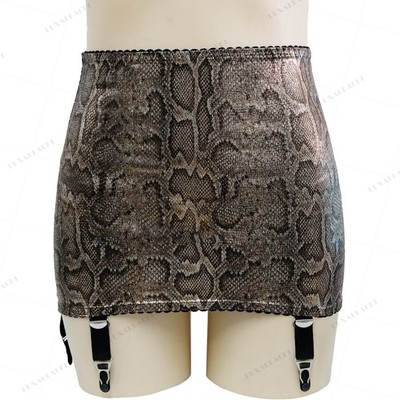 Luxallacki Elastic Six-band Garter Belt Snakeskin Shaping Girdle Skirt Lingerie