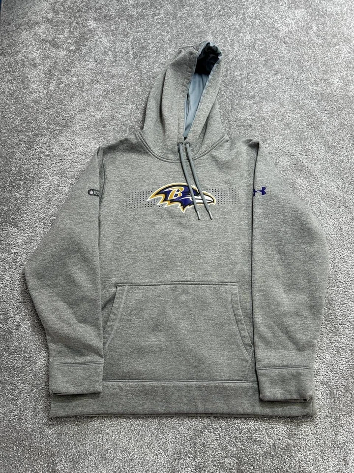 Under Armour Coldgear Sudadera con Capucha Para Hombres XL Gris Baltimore Ravens NFL Fútbol Suelto Foto 2 de 4