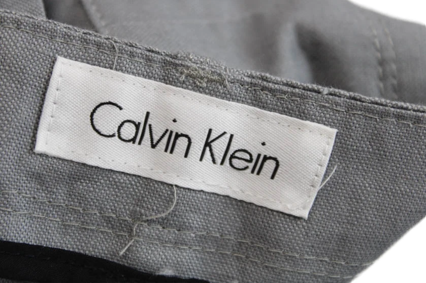 Calvin Klein 男式亚麻纽扣拉链衬里平前正装裤子灰色 38 码 — 第 4/4 张图片