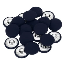 20Pcs Fabric Cloth Covered Button, 30mm 48L Metal Shank Buttons, Navy Blue