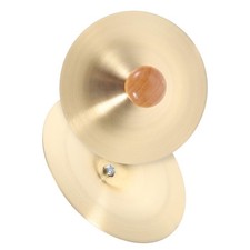 Finger Cymbals with Wooden Handles, 1 Pair Copper Band Cymbals, 9cm/3.5in Min...
