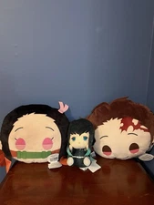 NWT Demon Slayer Anime Plush Lot 9" Muichiro Tokito Nezuko Tanjiro Face Cushion