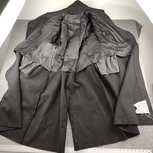VTG Soviet Wool Officers Winter Overcoat Mens Small 54 Russian Trench Black EUC image 4