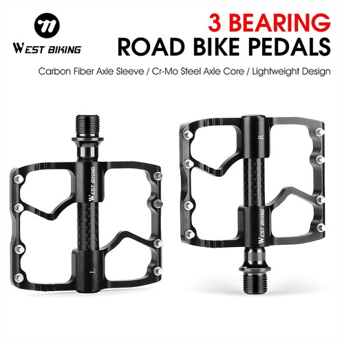 WEST BIKING Fahrrad Pedale Carbon Fiber Fahrradpedale Flatpedale 3 Bearing MTB - Bild 3 von 10