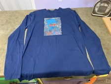 Quicksilver Long Sleeve T Shirt Sz M Blue Awesome Graphic!