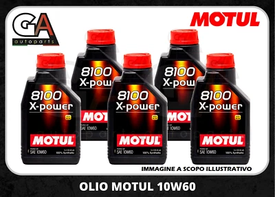 5 Litri Motul 8100 X-Power 10W60 Olio Motore 100% Sintetico ACEA A3 B4 API SN
