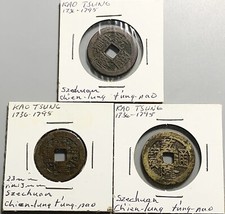 Lot Of 3 China Qing Dynasty Qianlong 1 Cash Coins - Szechuan Mint