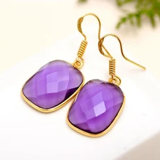 Traditional Amethyst Gemstone Earring Handmade 925 Sterling Silver Jewerly