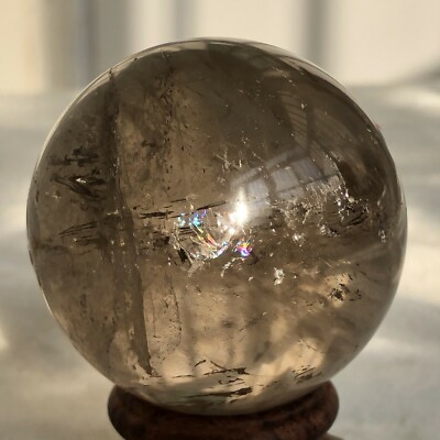 212g Natural Rainbow Smkoy Quartz Ball Crystal Quartz Stone Sphere Healing Reiki