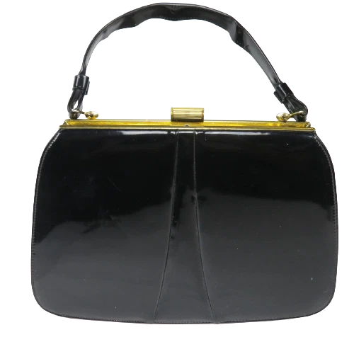 Vintage John Hort Handbag Bag Purse Black Patent Leather Fashion Canada 1960 s