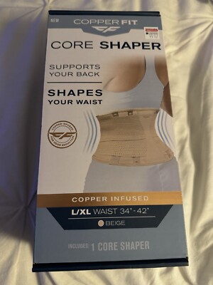 Copper Infused Fit Core/Waist Shaper Back Support L/XL Waist 34  - 42 