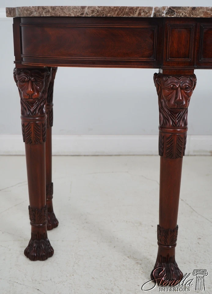 64752EC: HENKEL HARRIS Marble Top Model 5772 Lion Head Mahogany Console Table - Image 4 of 4