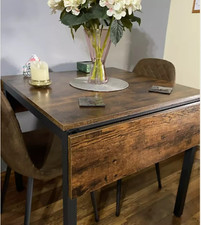 Industrial Drop Leaf Dining Table Extendable Kitchen Small Rustic Metal Folding