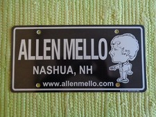 Vintage Allen Mello Chrysler Dodge Jeep Dealer License Plate Nashua Nh Tag