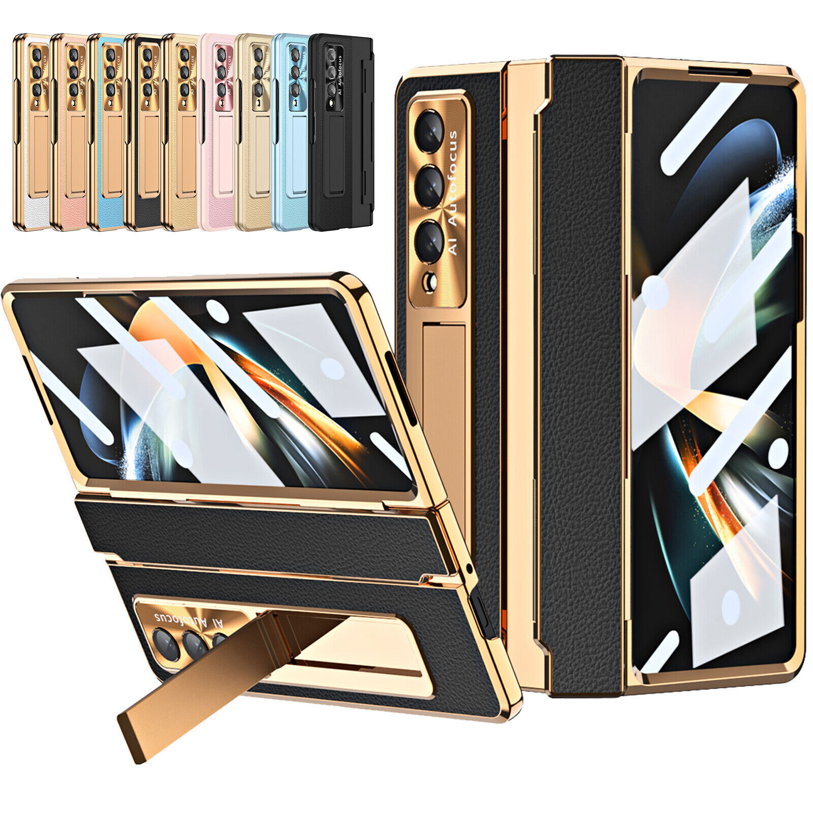 For Samsung Galaxy Z Fold 6/5/4 Shockproof Hinge Kickstand Case Screen Protector-image