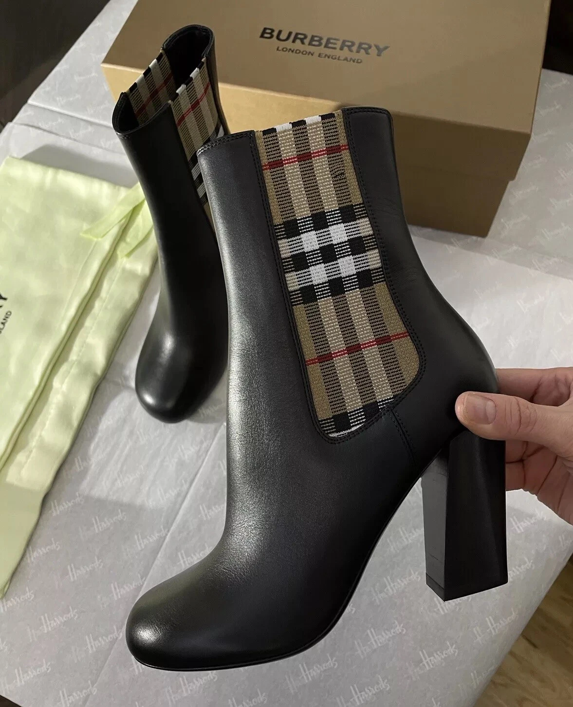 Burberry — BURBERRY “Alderman” Vintage Check Detail Ankle Boots Size 36 UK 3 RRP £750 NEW