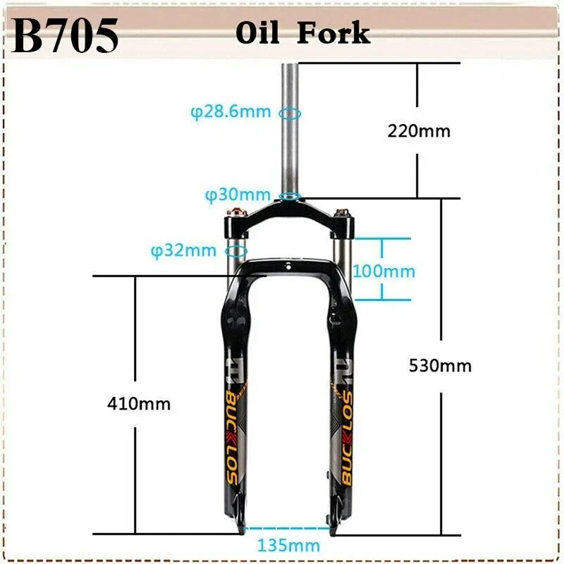 Snow Bike Fat Fork 26*4.0 Tire Mountain Bike Font Suspension Coil/Air Fork - Image 4 of 4