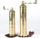 Set of 2 Turkish Manual Coffee Grinders Spice Pepper Mill Brass Body Kitchen Dec