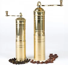 Set of 2 Turkish Manual Coffee Grinders Spice Pepper Mill Brass Body Kitchen Dec