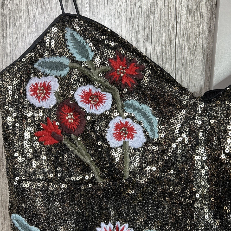 Guess Sequined Bustier Womens Size M Cami Sequined Embroidered Cocktail Party - Image 4 of 4
