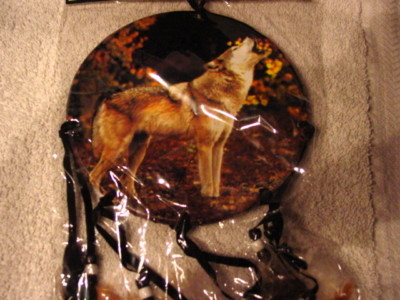 #ad DREAMCATCHER WITH A PICTURE OF A WOLF #2 $8.62