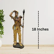 Handcrafted Native American Warrior Statue, Traditional Tribal Figurine 18 Inche