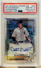 2021 Bowman Chr M/B Dillon Dingler DD1 Autograph PSA/DNA Cert RC PSA Gem Mint 10