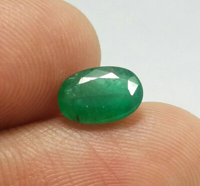 1.57 Ct Natural Excellent Rich Green Zambia Emerald 9x6MM Oval Unheated Gemstone