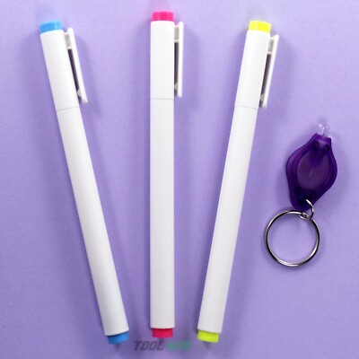 Invisible Ink Marker Pen UV Flashlight Black Light Reactive Blue