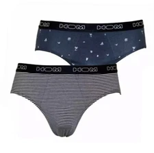 NWT HOM. Sz L. Modern.  2 Pack. Print Mini Briefs. Navy Striped. MSRP $39.00