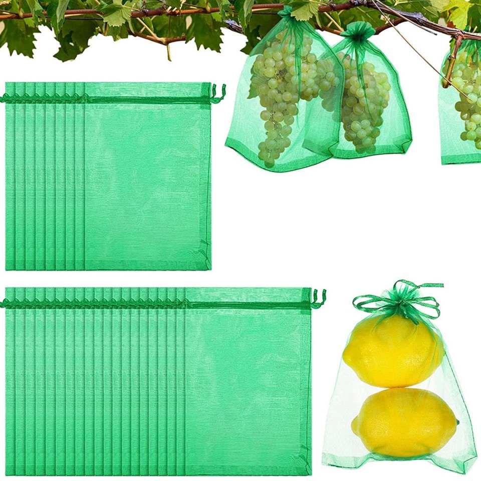 100PCS Fruit Protection Netting Bag Reusable Garden Mesh Barrier Bag