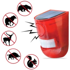 Solar with Sound Strobe Light Outdoor Red Sensor Alarm 129dB For Home Fence Farm