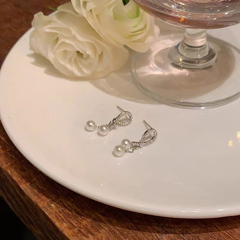 1Pair Versatile Trendy Mini Pearl Tassel Stud Earrings Daily Jewelry Accessories