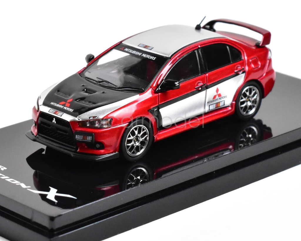 Hobby Japan 1:64 Red Silver Evolution X EVO 10 Sports Model Diecast Metal Car