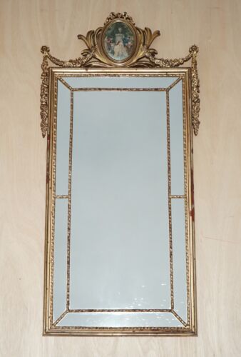 VINTAGE MID CENTURY MODERN FRENCH PORTRAIT PANELLED MIRROR WITH ORIGINAL GLASS - Picture 2 of 16