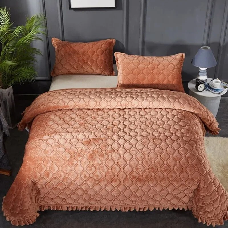 Colcha en la cama edredón invierno terciopelo cuadros cubierta de cama mantas de franela Foto 2 de 4